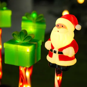 1-to-5 Solar-Powered Santa Claus Christmas Gift Box Ground Stake Lights – Outdoor Waterproof Holiday Garden and Patio Decor for Festive Atmosphere