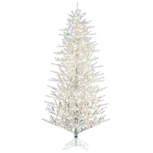 12' x 72" Flocked Pistol Pine Artificial Pre-lit Xmas Tree Warm White 3mm LED
