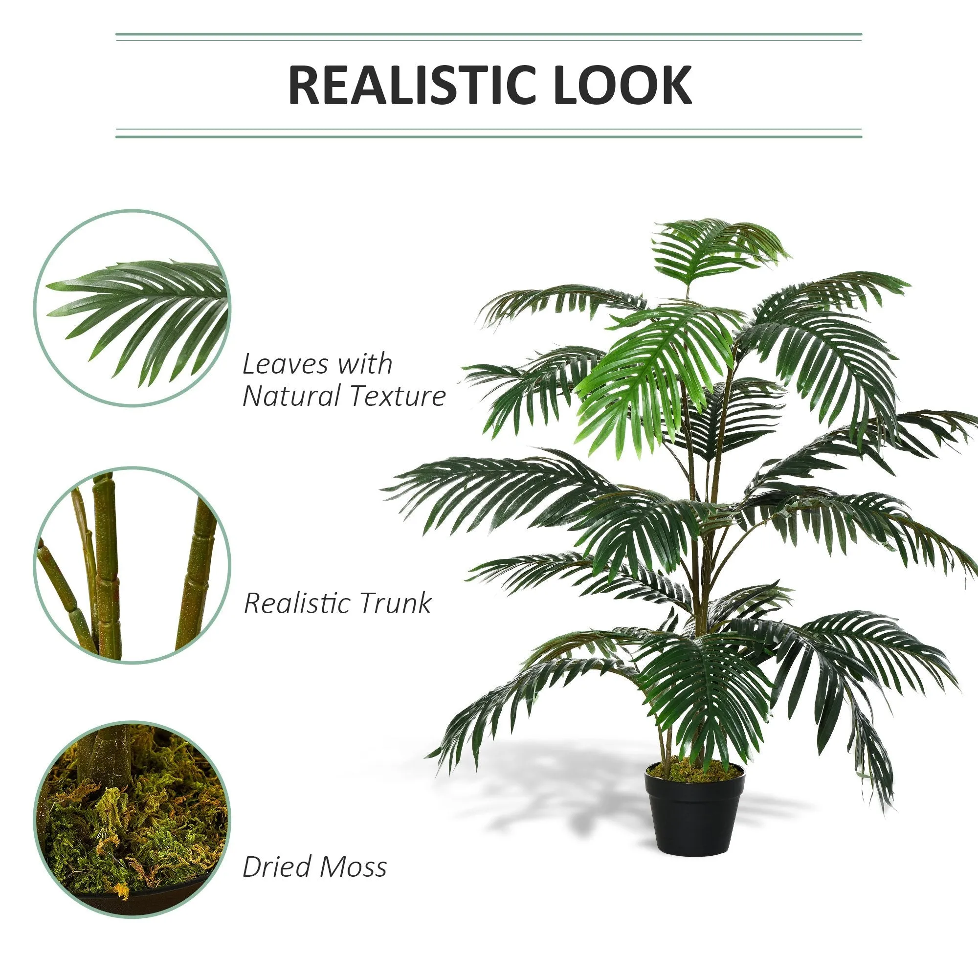 140cm Artificial Potted Palm Decorative Tree with 20 Leaves