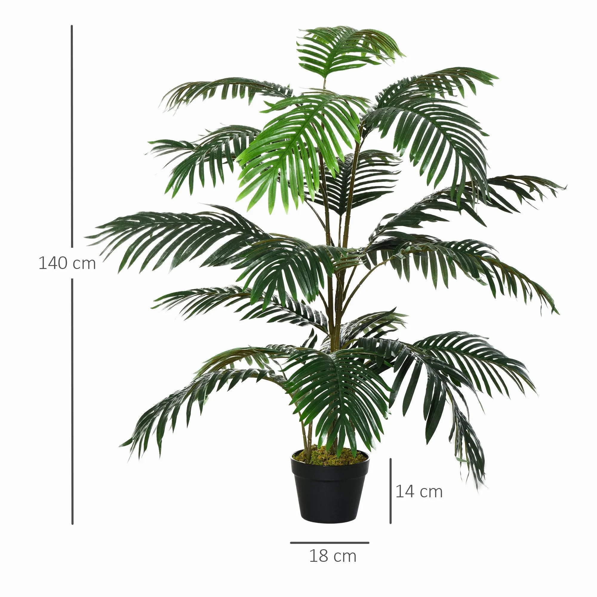 140cm Artificial Potted Palm Decorative Tree with 20 Leaves