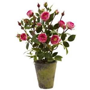 14" Artificial French Rose Arrangement w/Planter - Low Maintenance, Life-Like & Vibrant Silk Flowers For Busy People.