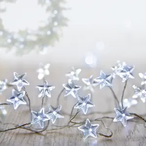 160 Battery Operated LED Multi Action MicroBright Star Cluster with Timer - White