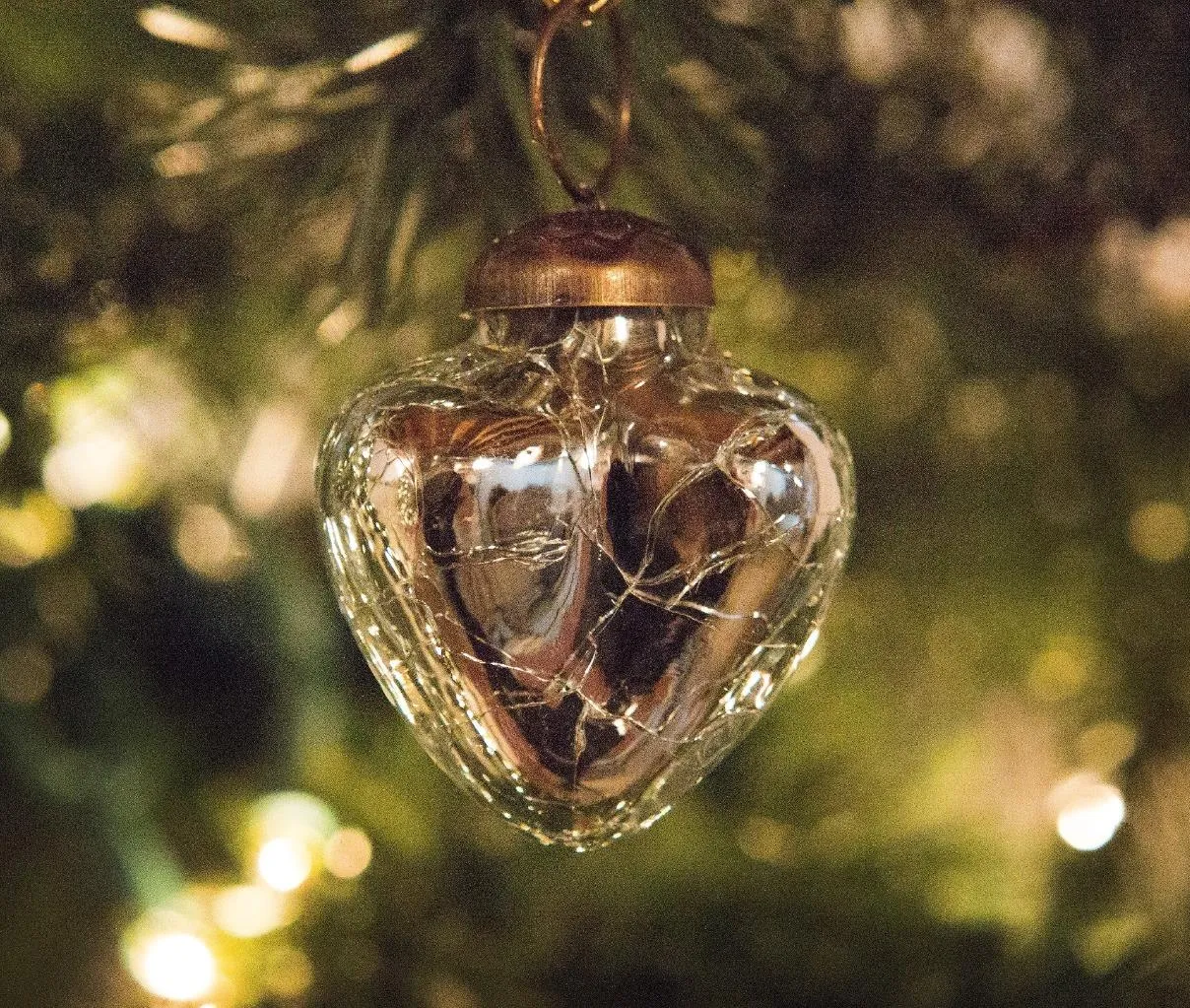 2" Mini Mercury Colored Glass Heart Shaped Ornaments, Set of 6