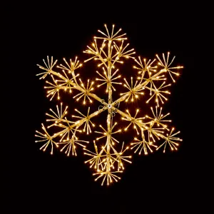 300 LEDs Gold Starburst Snowflake 60cm with Timer- Warm White