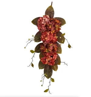 35" Artificial Autumn Hydrangea & Berry Fall Tear Drop - Low Maintenance, Life-Like & Vibrant Silk Plants For Busy People.