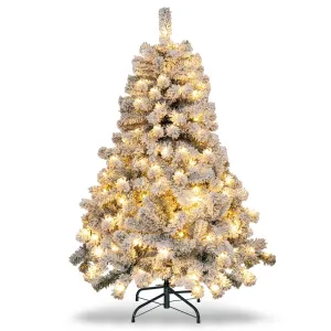 4.5 Feet Flocked Christmas Tree with 295 Tips and 150 LED Lights