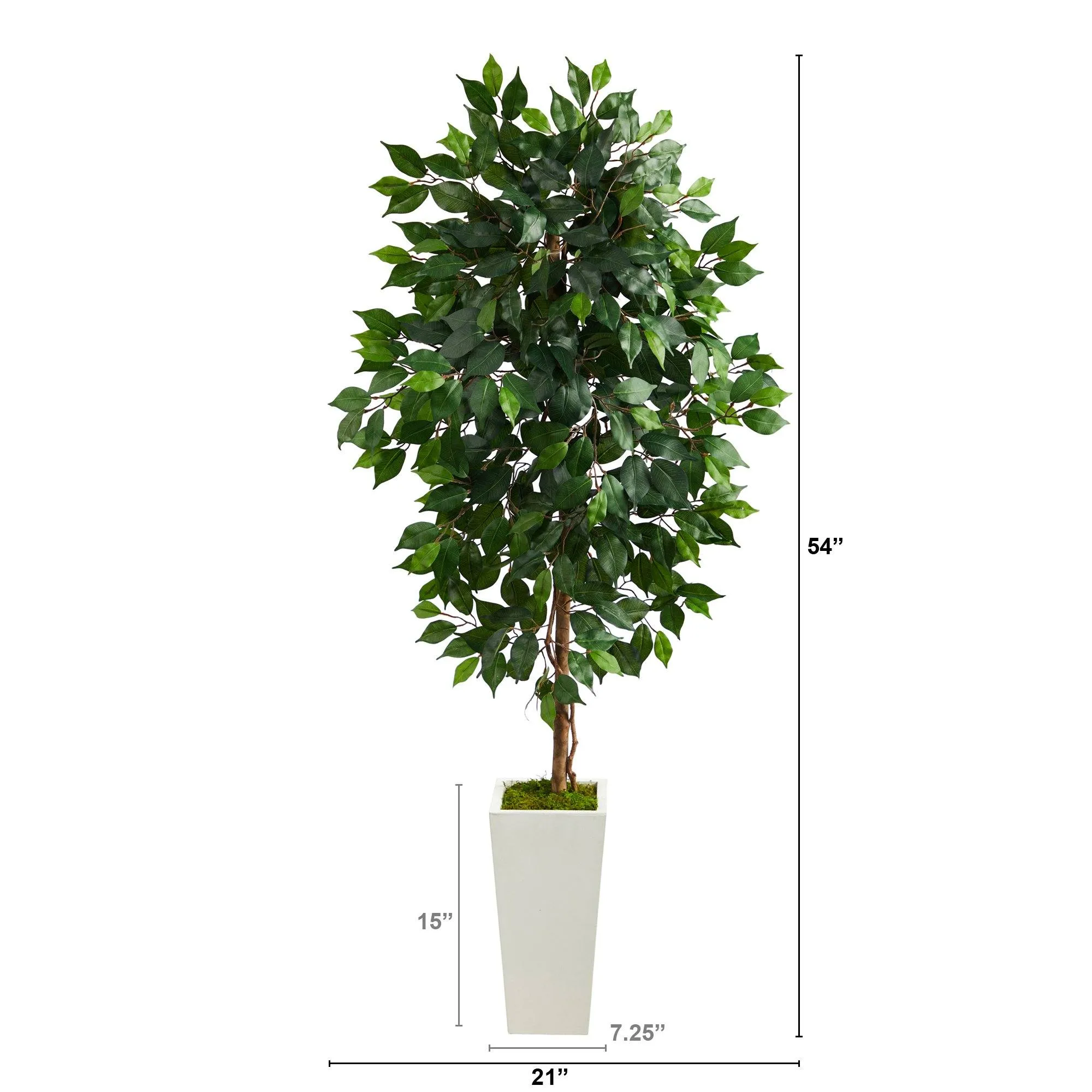 4.5’ Ficus Artificial Tree in White Planter