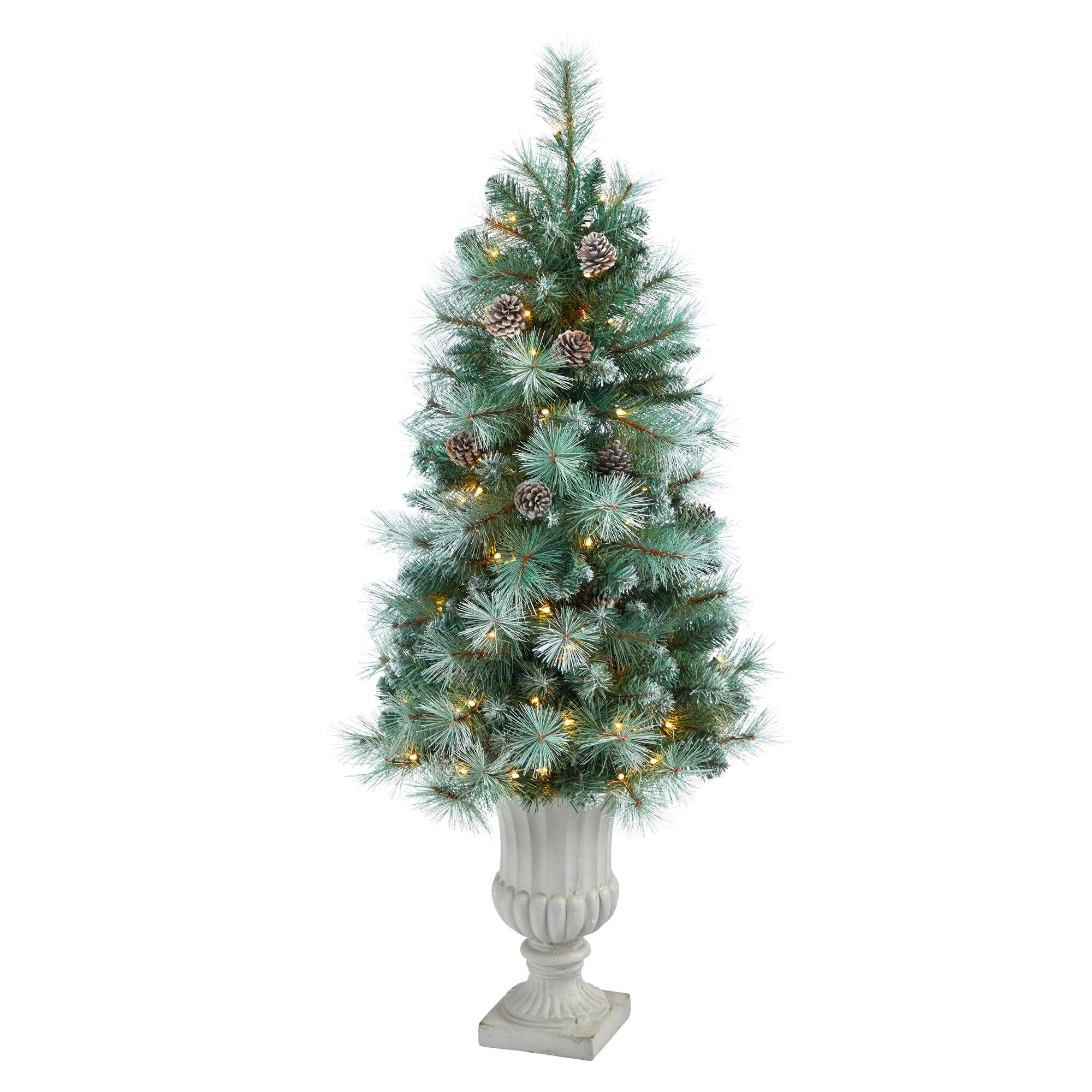 4.5’ Frosted Tip British Columbia Mountain Pine Artificial Christmas Tree with Urn