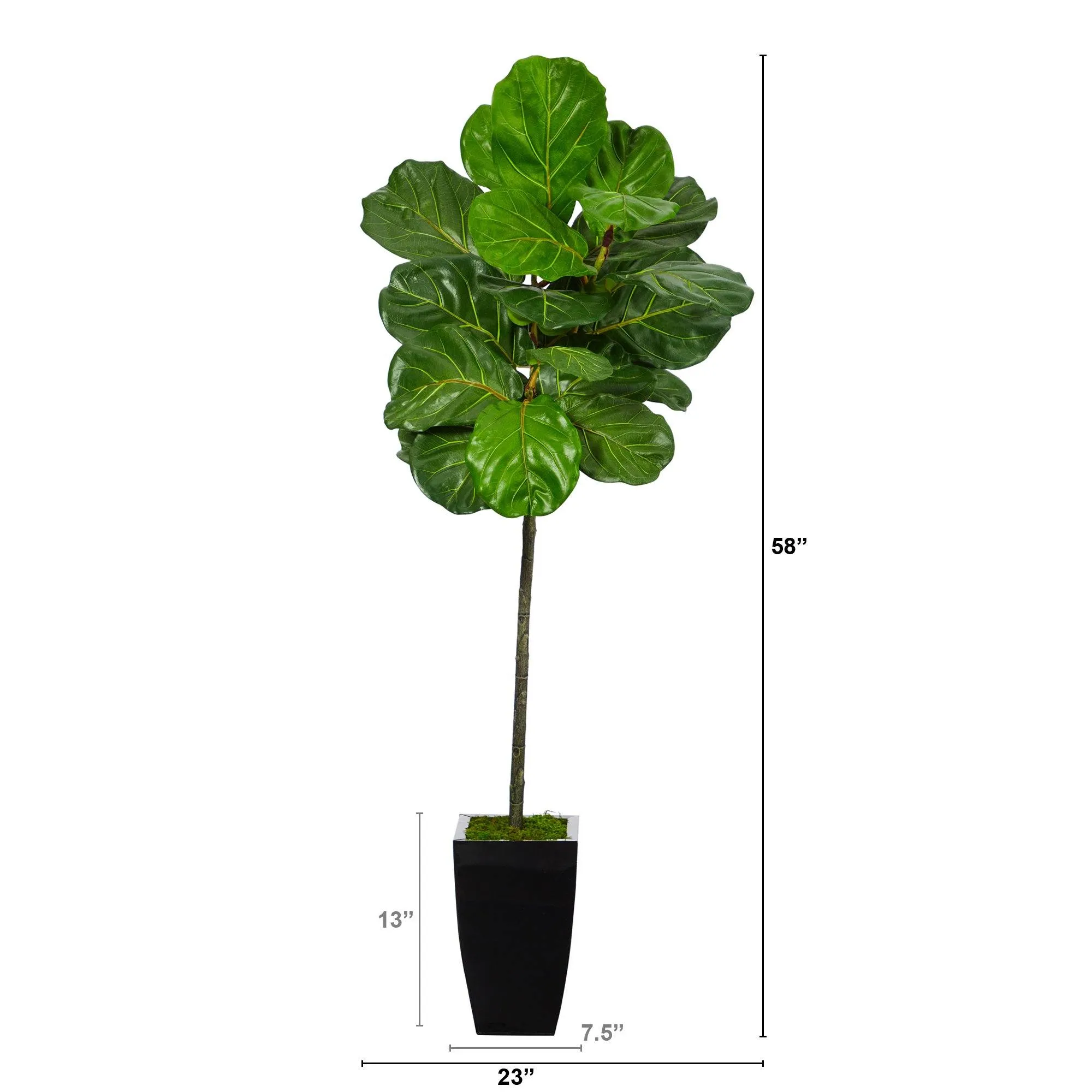 58” Fiddle Leaf Artificial Tree in Black Metal Planter