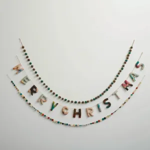 6' Handmade Wool Felt Garland "Merry Christmas"