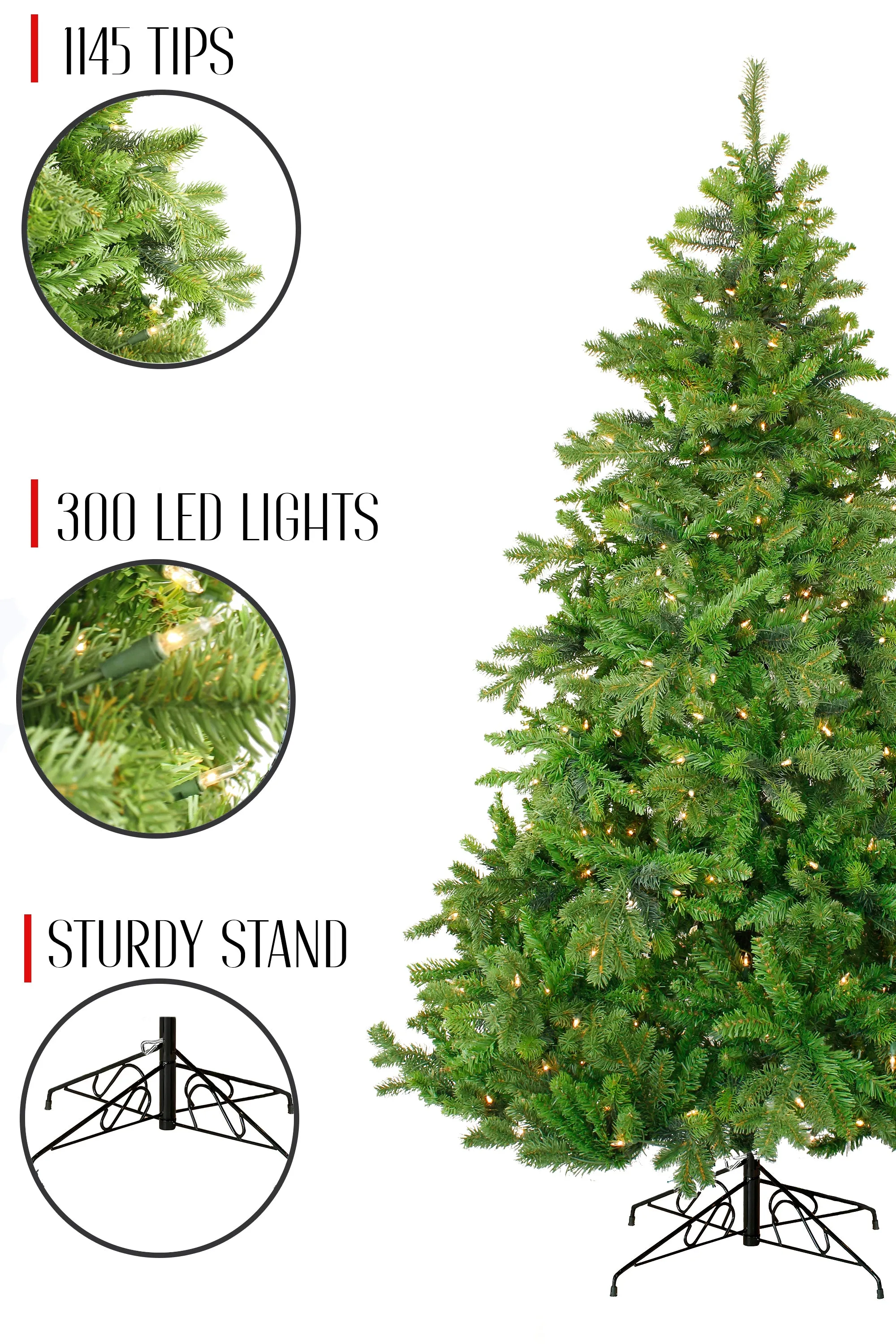 6ft Prelit Tapered Salem Pine 1145 Tips, 350 Lights