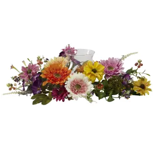 6" X 28" African Sunflower Candelabrum Arrangement - Low Maintenance, Life-Like & Vibrant Silk Flowers For Busy People.