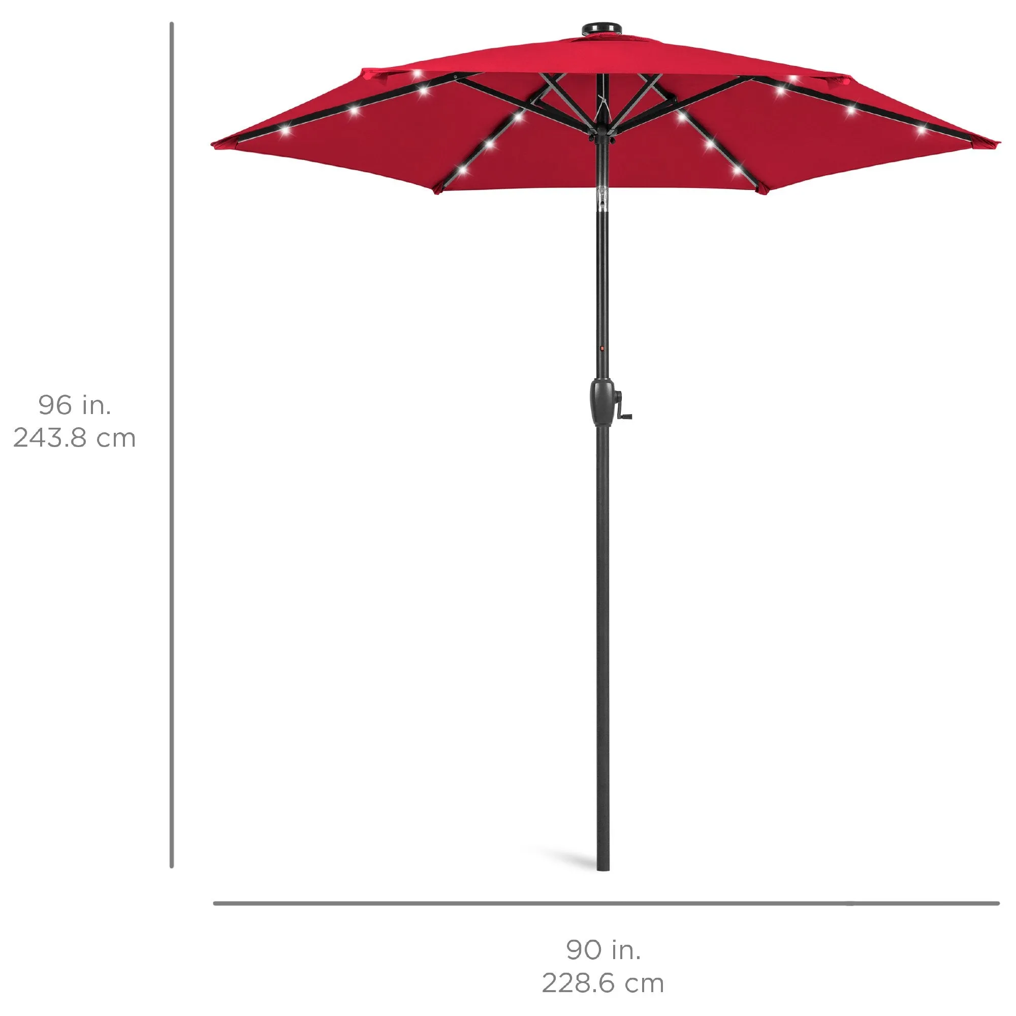 7.5ft Outdoor Solar Patio Umbrella w/ Push Button Tilt, Crank Lift