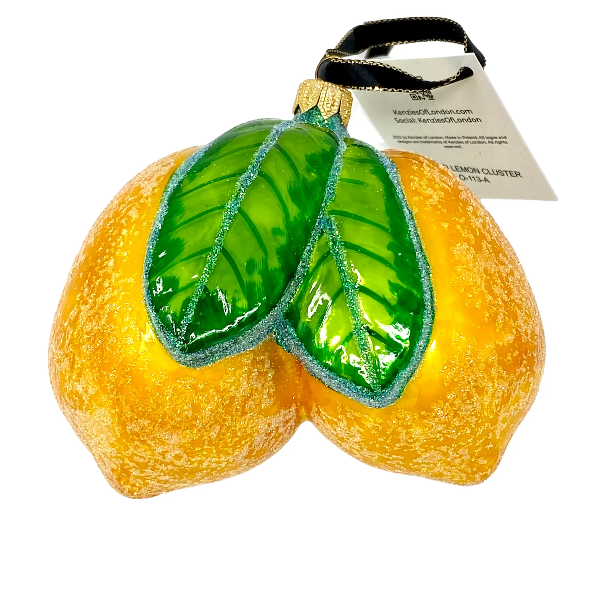 Amalfi Lemon Cluster Blown Glass Christmas Ornament