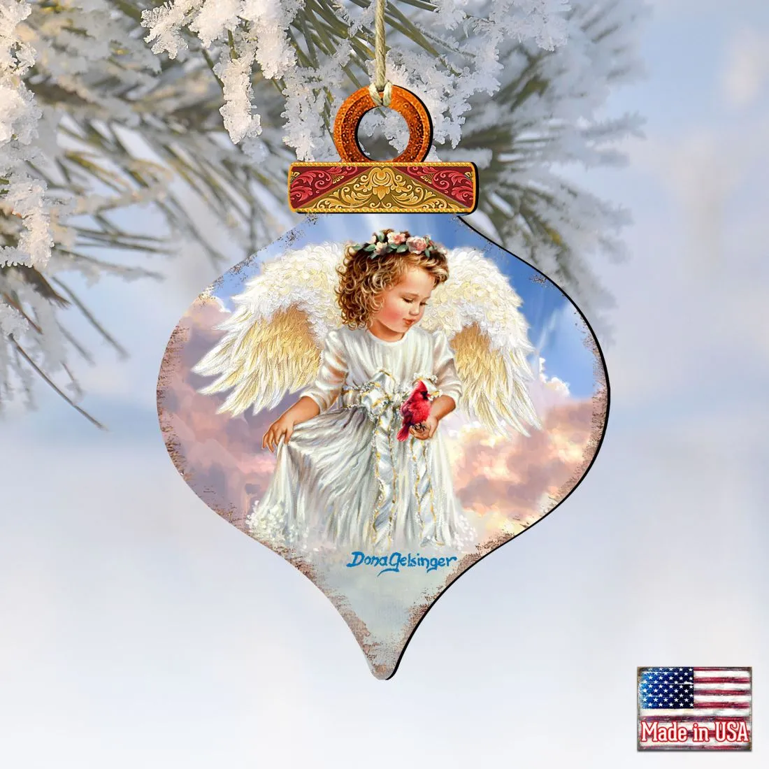 Angel with Cardinal Wooden Ornaments by Gelsinger - Nativity Holiday Decor - 8031154-DG