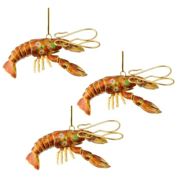 Articulated Cloisonné Reef Lobster Ornaments