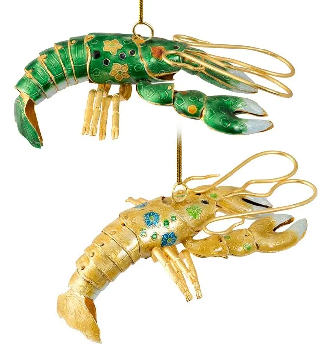 Articulated Cloisonné Reef Lobster Ornaments