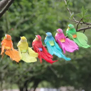 Artificial Realistic Decorative Colourful Foam Feather Birds x 12pcs (Style 7)