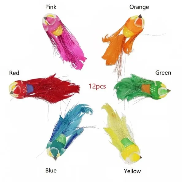 Artificial Realistic Decorative Colourful Foam Feather Birds x 12pcs (Style 7)