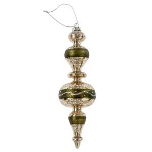 Ava Spindle Glass Ornament - Dark Green