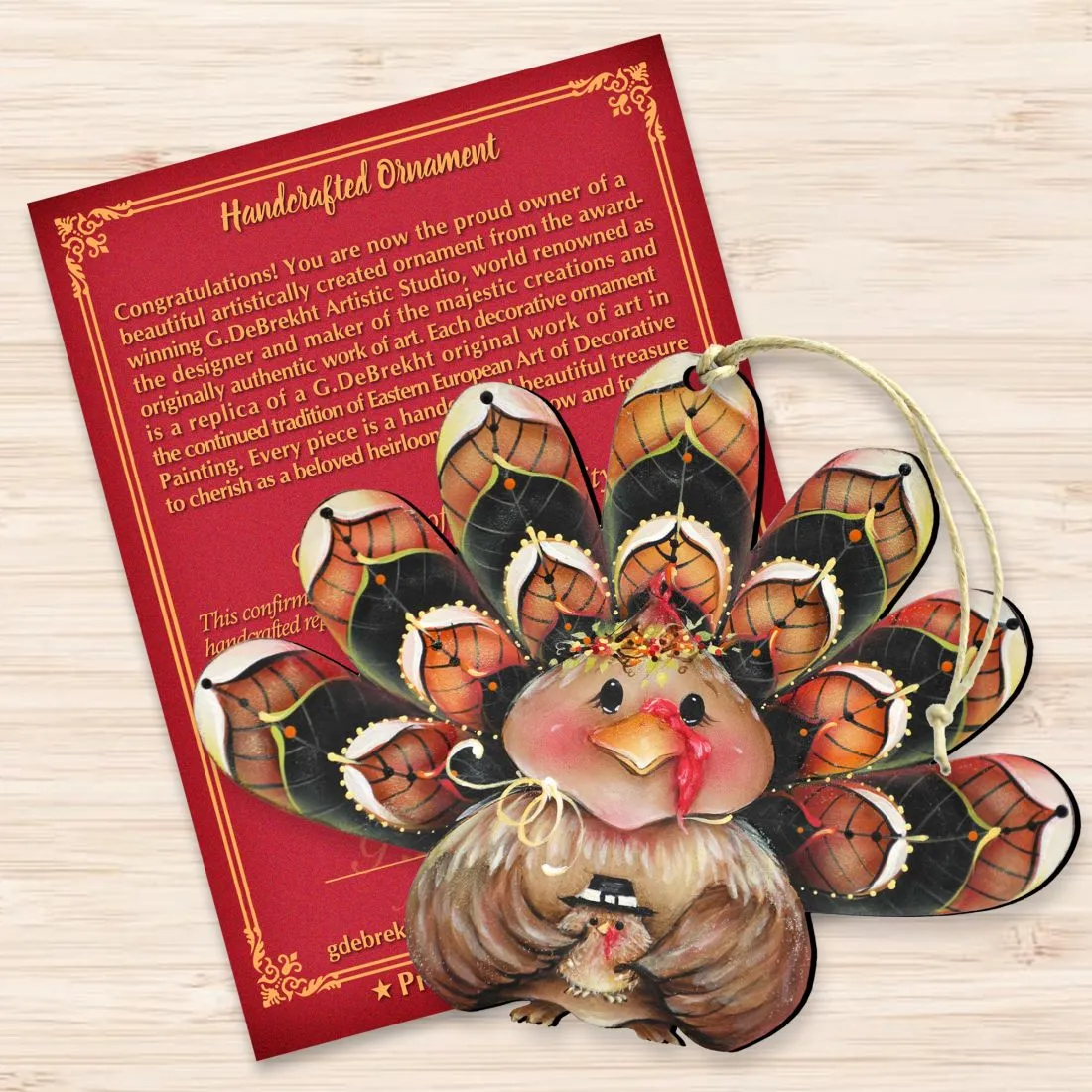 Be Thankful Turkey Sitter Wooden Ornaments by J. Mills-Price - Thanksgiving Halloween Decor - 8457702