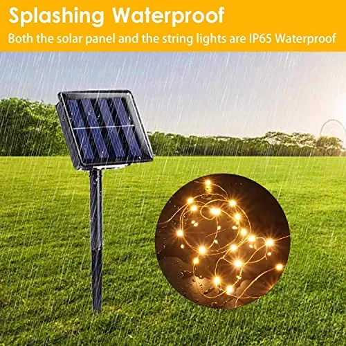 BHCLIGHT Solar String Lights Outdoor, 2-Pack 80FT 200 LED Christmas Lights, Waterproof Copper Wire 8 Modes Solar Fairy Lights for Garden Patio Tree Christmas Party Wedding Decor(Warm White)