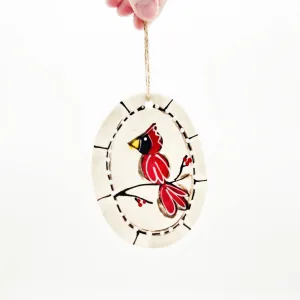 Ceramic Oval Cardinal Ornament