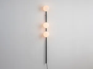 Charcoal grey bar opal ball wall light