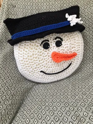 Crochet Pattern Beginner Project Easy Snowman Pillow