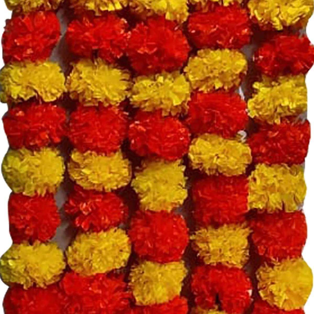 Daytoday Genda Phool Artificial Genda Phool Marigold Fluffy Long Handmade Fancy Backdrop Wall Decoration Home, Wedding, Festivals, Durga Pooja, Diwali, Ganesh Chaturthi Random Pack of 24