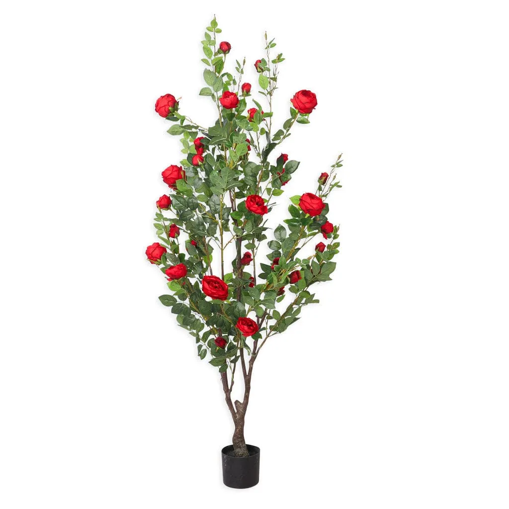 Faux Cabbage Red Rose Tree - 175cm