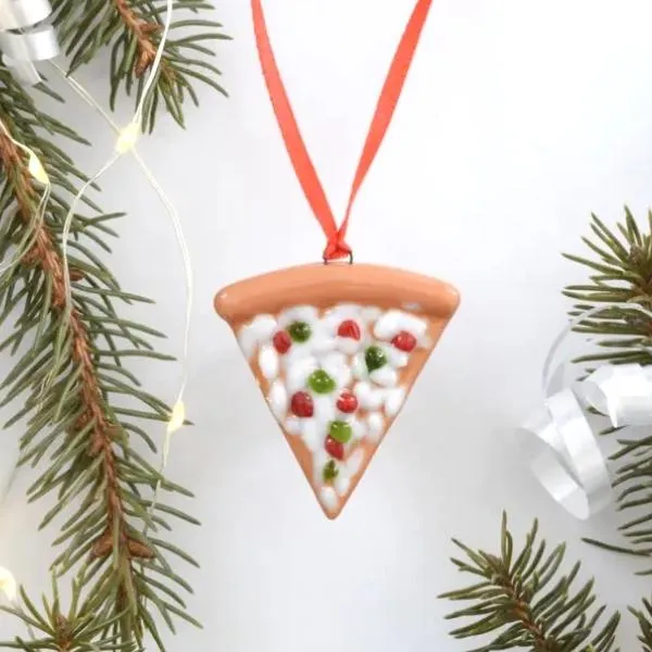 Fused Glass Ornament - Pizza Slice