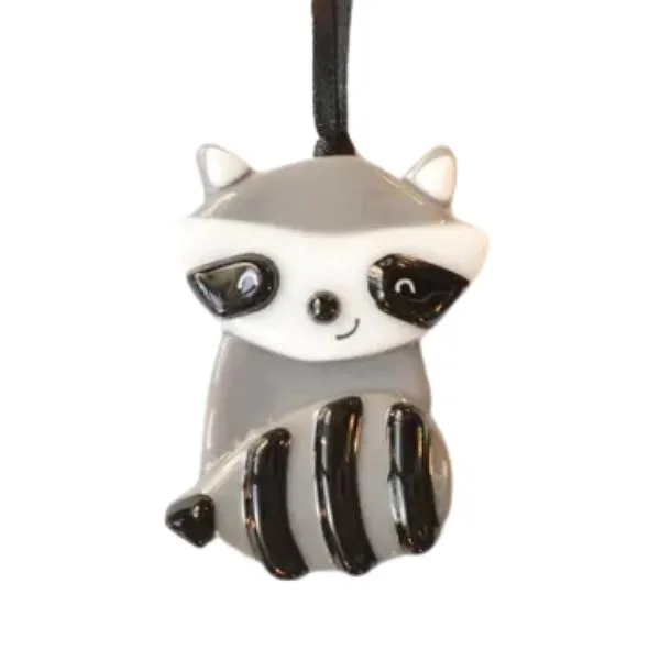 Fused Glass Ornament - Raccoon