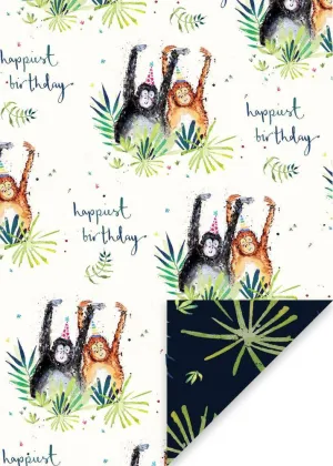 Gift Wrap Sheet - Mulgrew Jungle Antics (monkeys and leaves)