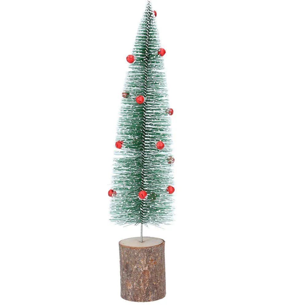 Gisela Graham 31cm Green Bristle Tree With Red Bells