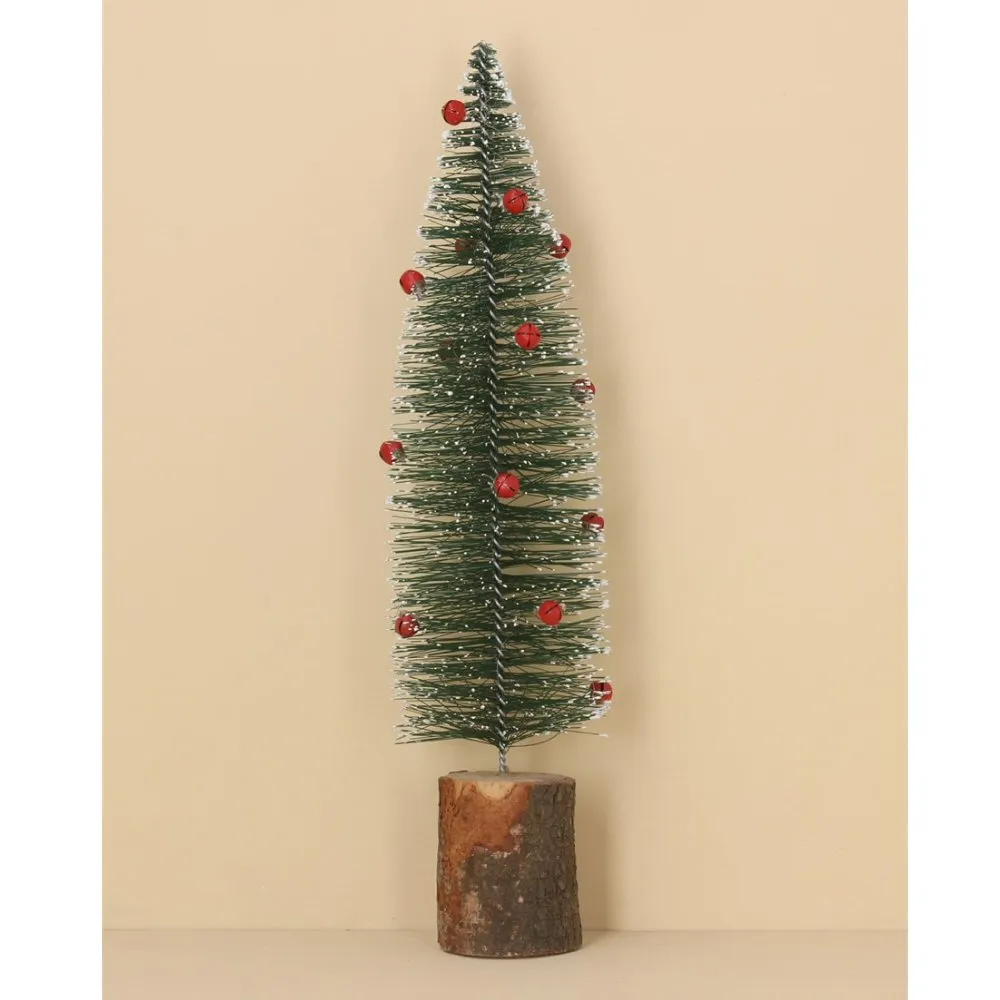 Gisela Graham 31cm Green Bristle Tree With Red Bells