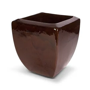 Glazed Terracotta Square Planter - 13"W