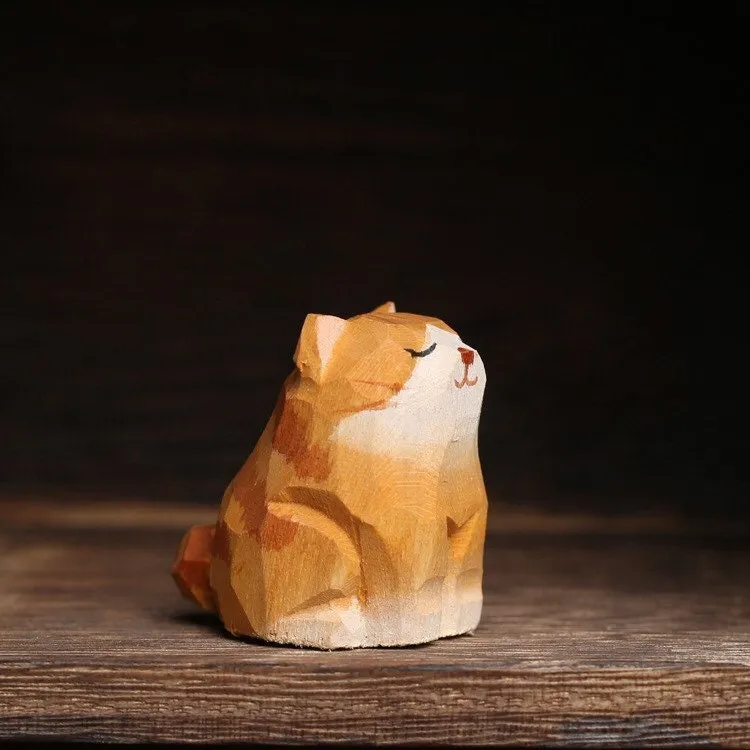 Gohobi Handcrafted Wooden Ginger Cat Ornament