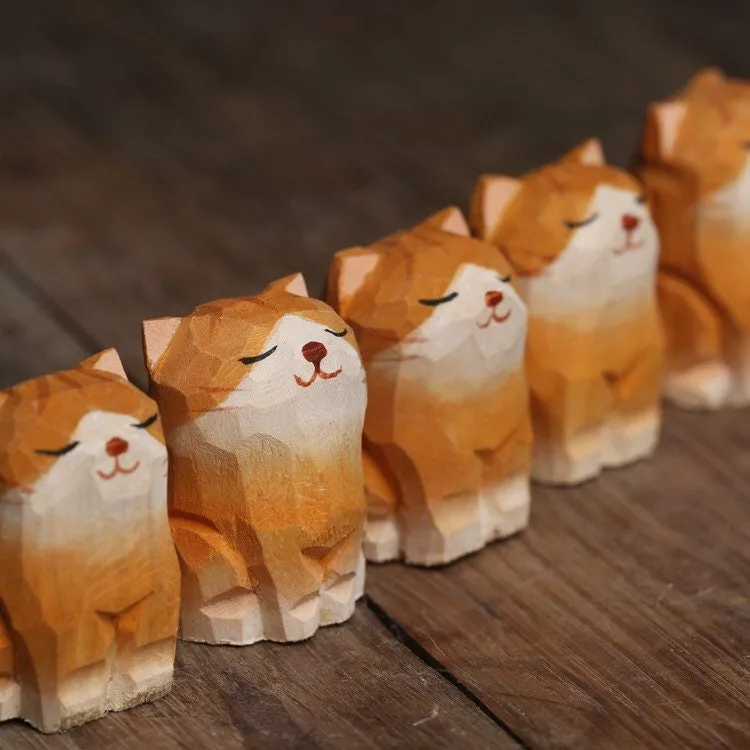 Gohobi Handcrafted Wooden Ginger Cat Ornament