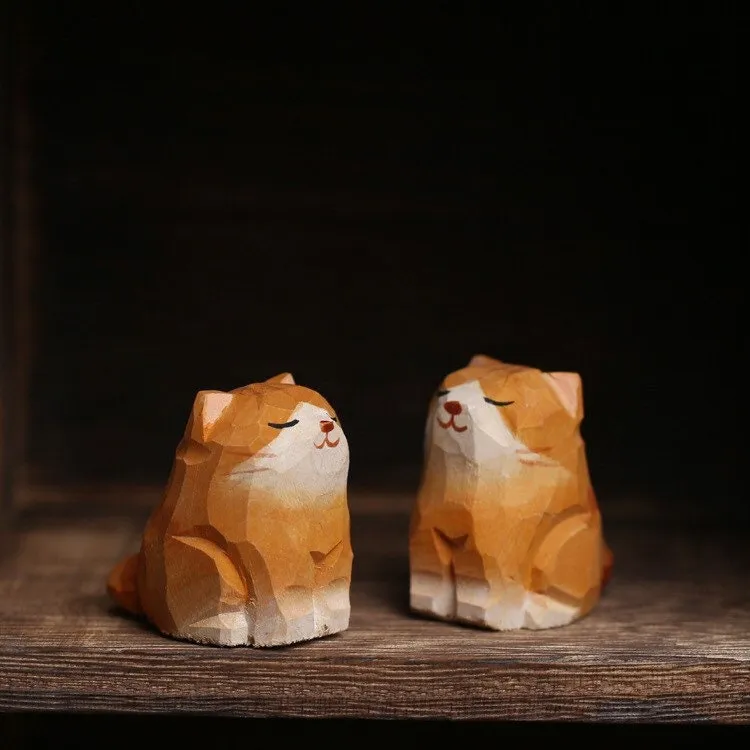 Gohobi Handcrafted Wooden Ginger Cat Ornament