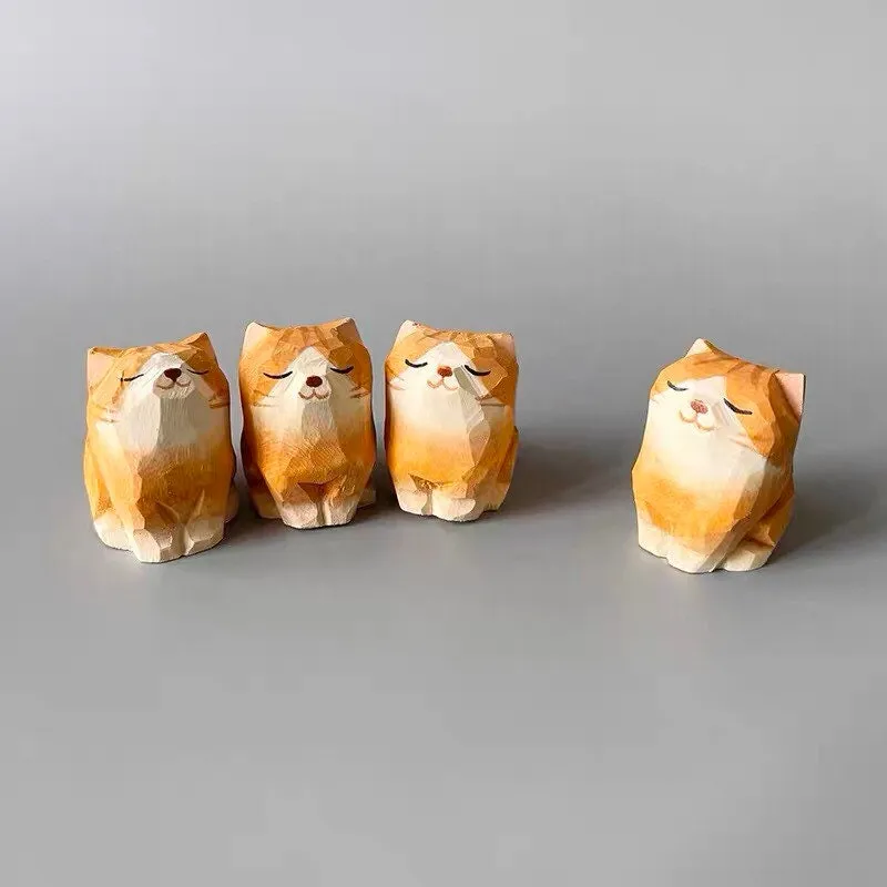 Gohobi Handcrafted Wooden Ginger Cat Ornament