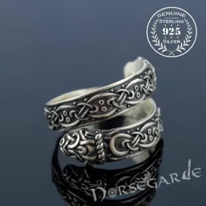 Handcrafted Ornamental Jormungandr Band - Sterling Silver