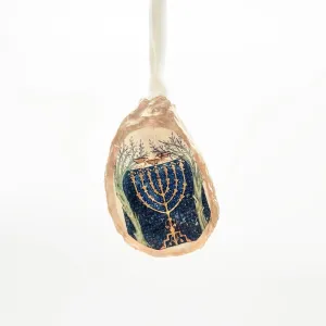 Holiday Hanukkah Menorah Oyster Shell Ornament