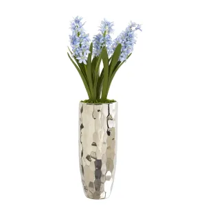 Hyacinth Artificial Arrangement in Silver Vase