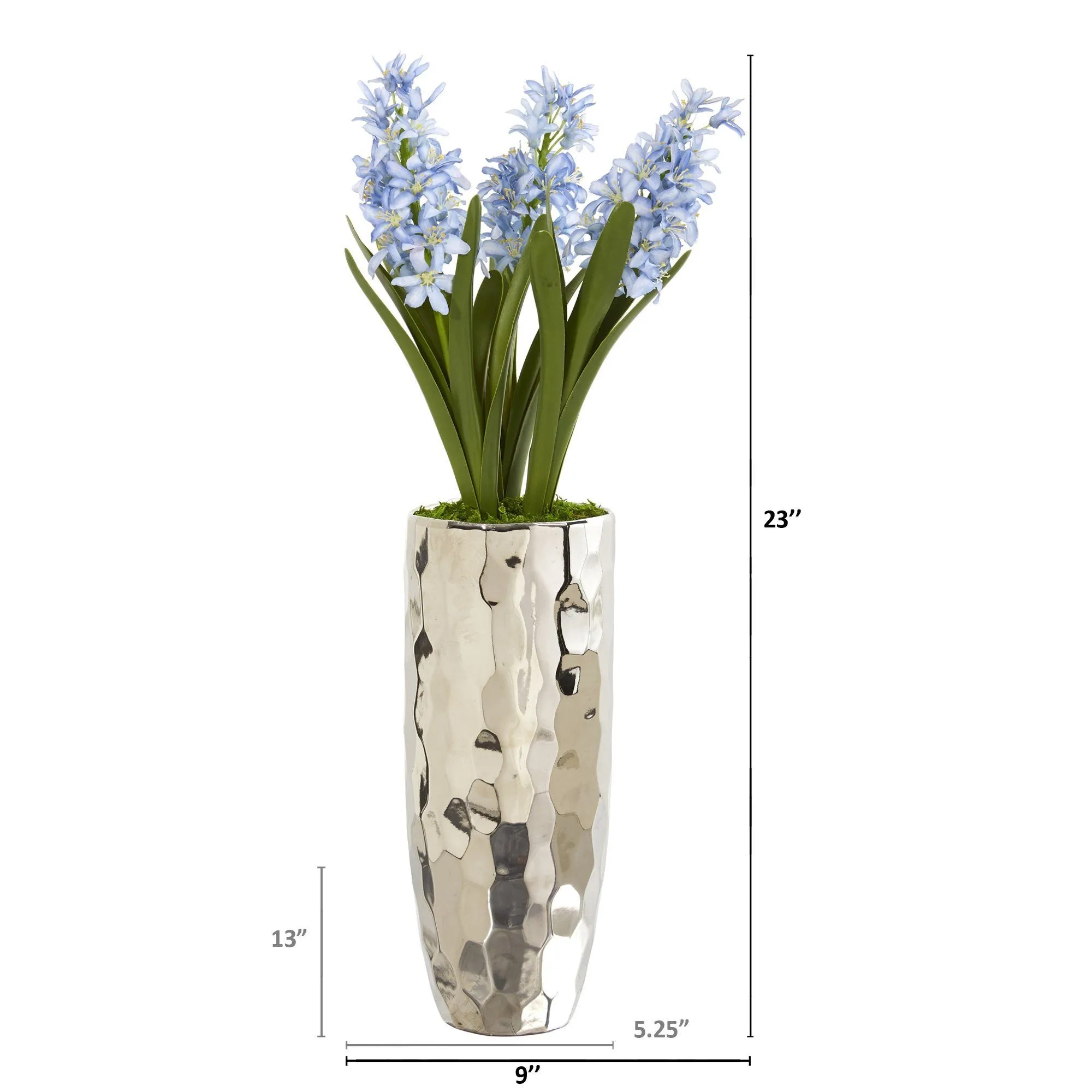 Hyacinth Artificial Arrangement in Silver Vase