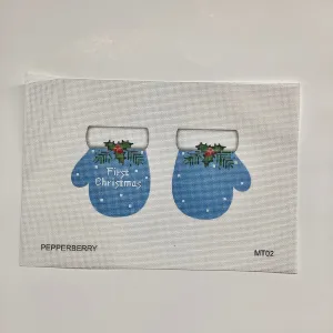 Light Blue First Christmas Mittens Canvas