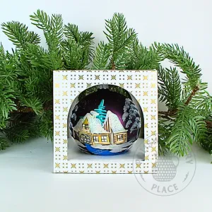 Medium Polish Glass Ornament - Matte Granite - Watermill & Cabin