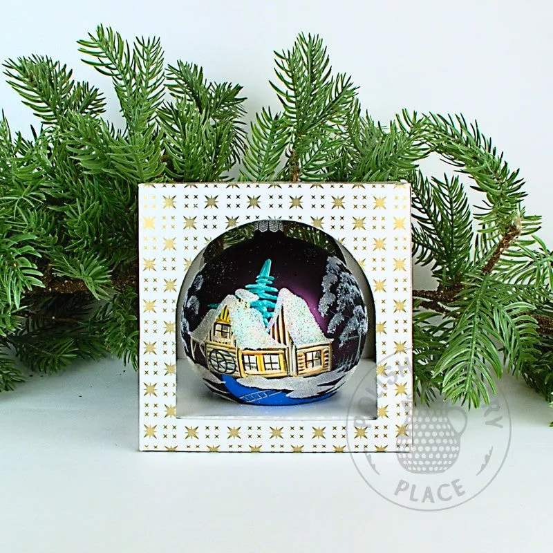 Medium Polish Glass Ornament - Matte Granite - Watermill & Cabin