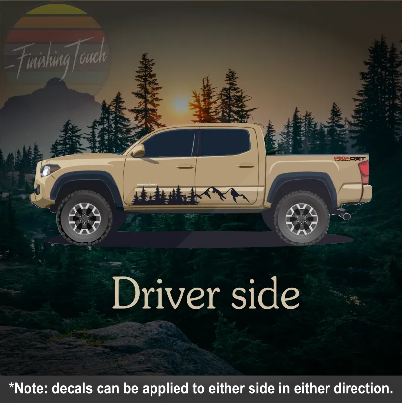 Mountain Range & Pine Tree Forest Graphic -Single Side