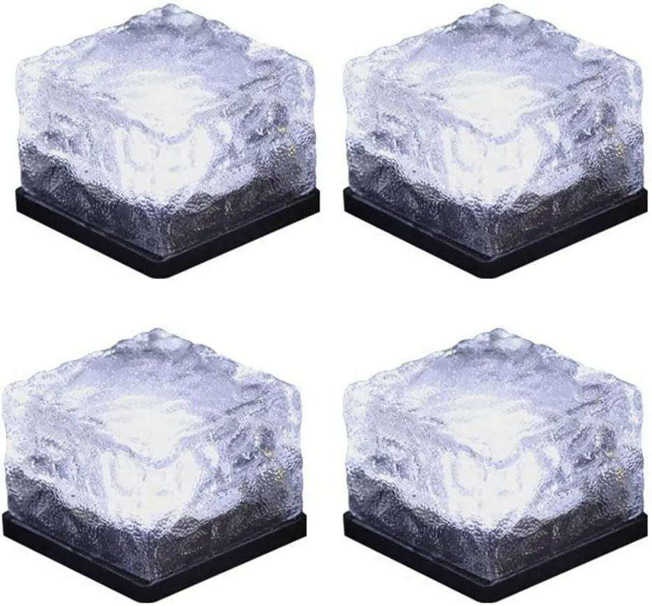 New Solar Crystal Ice Brick Lights – Waterproof Landscape & Garden Ground Lights, Water Drop Design for Balcony & Yard Decor